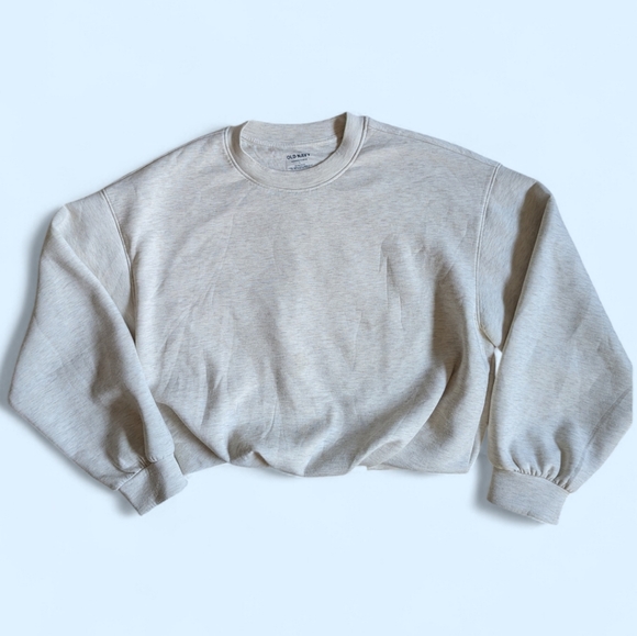 *Like New* Old Navy Bounce Fleece Bubble Hem Sweatshirt Oatmeal Heather Size L - Picture 2 of 8